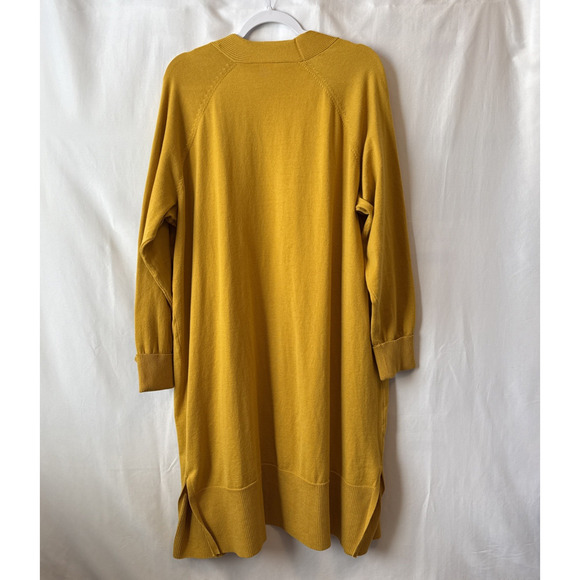 Terra&Sky Women’s 2X Boho Chic Longline Soft Knit Cardigan Mustard Yellow Preppy - Picture 2 of 7